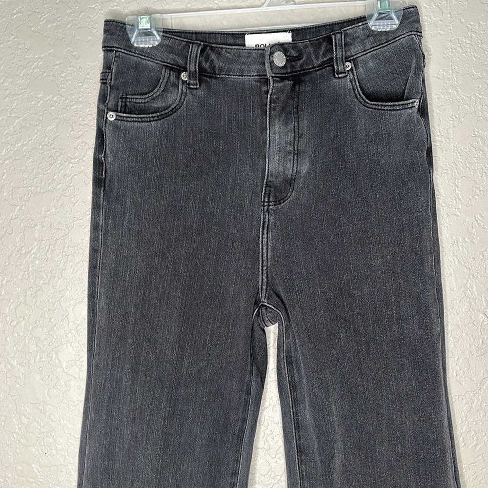 Rollas Eastcoast Flare Wide Leg Crop Jeans Womens Vintage Washed Black - Picture 6 of 13